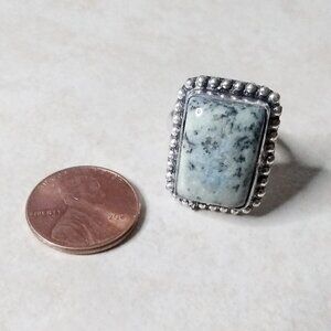 Milky Green Dendritic Agate Ring - Sz 7.25 - Minimalist Southwest & Boho Vibes